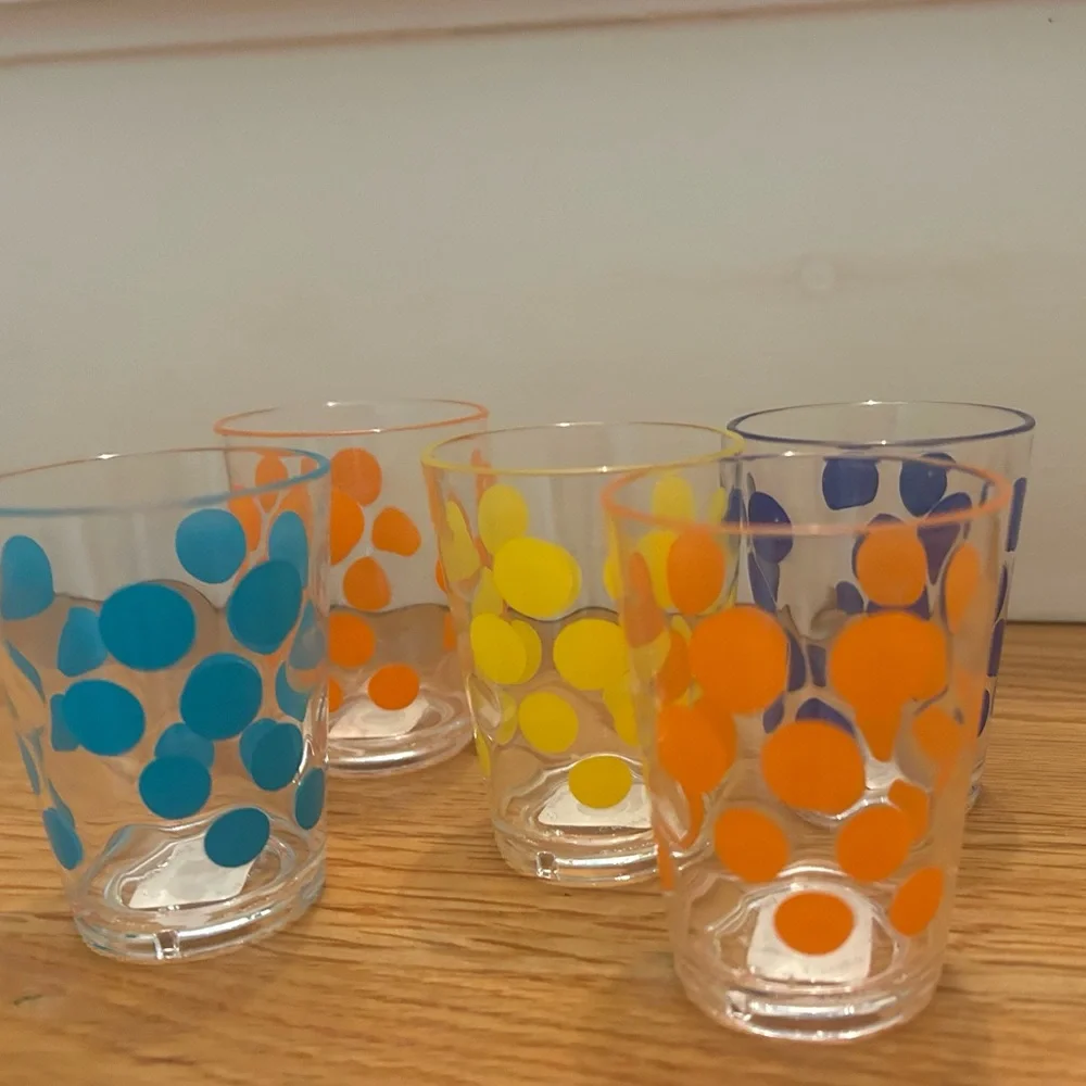 Crate & Barrel plastic juice/ shot glasses
